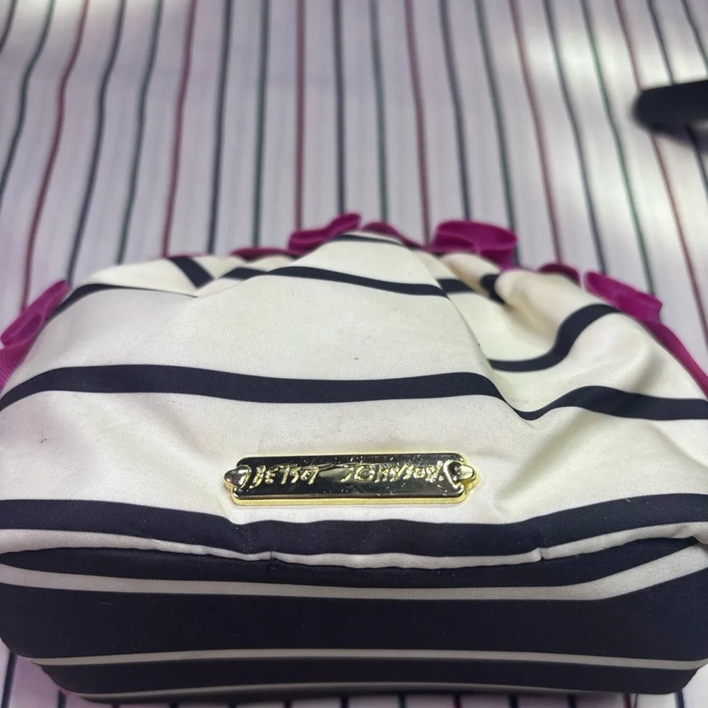 LeSportsac Striped Cosmetic Bag -‎ Black and Pink